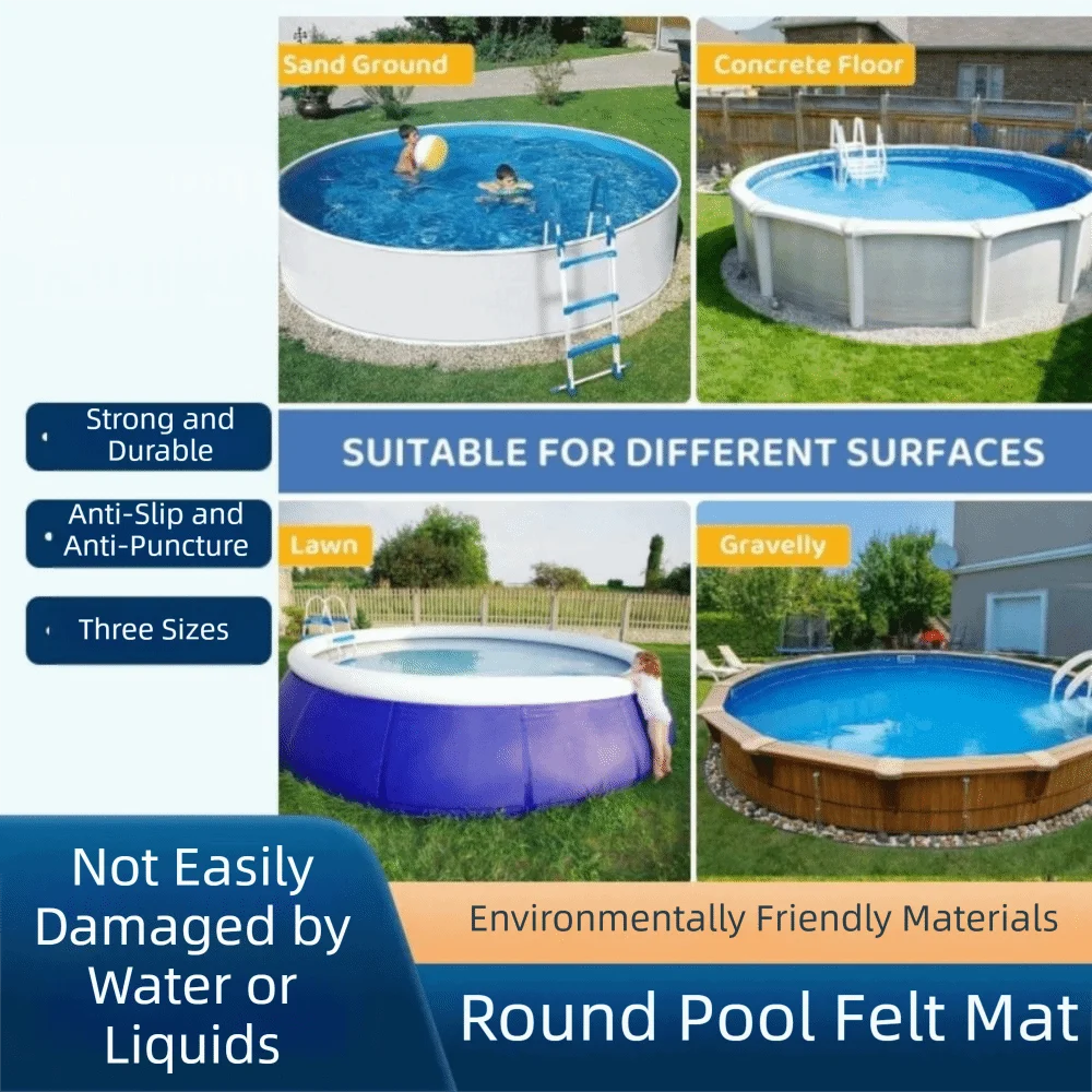 Thin Felt Pool Liner Pad Durable Round Shape Puncture Resistant Pad Protective Layer Shock-Absorbing Pool Anti-Slip Mat