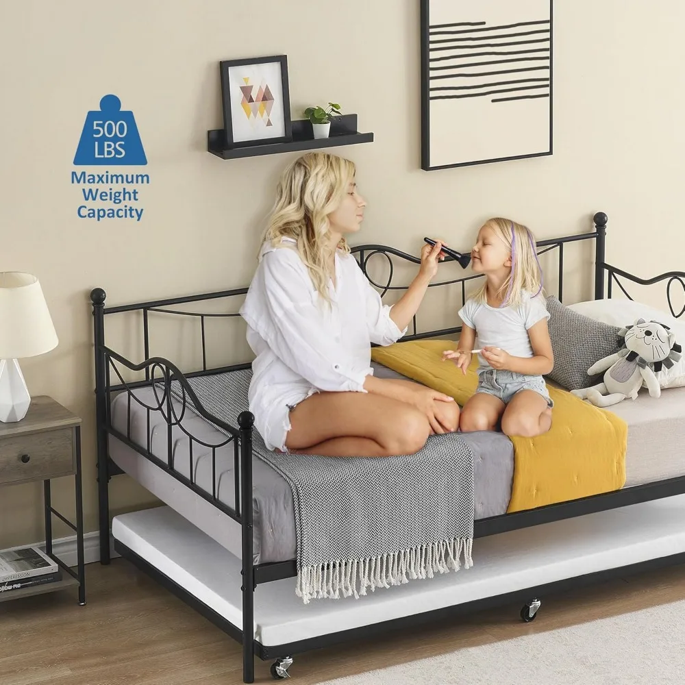 Metalen dagbed met onderschuifbed