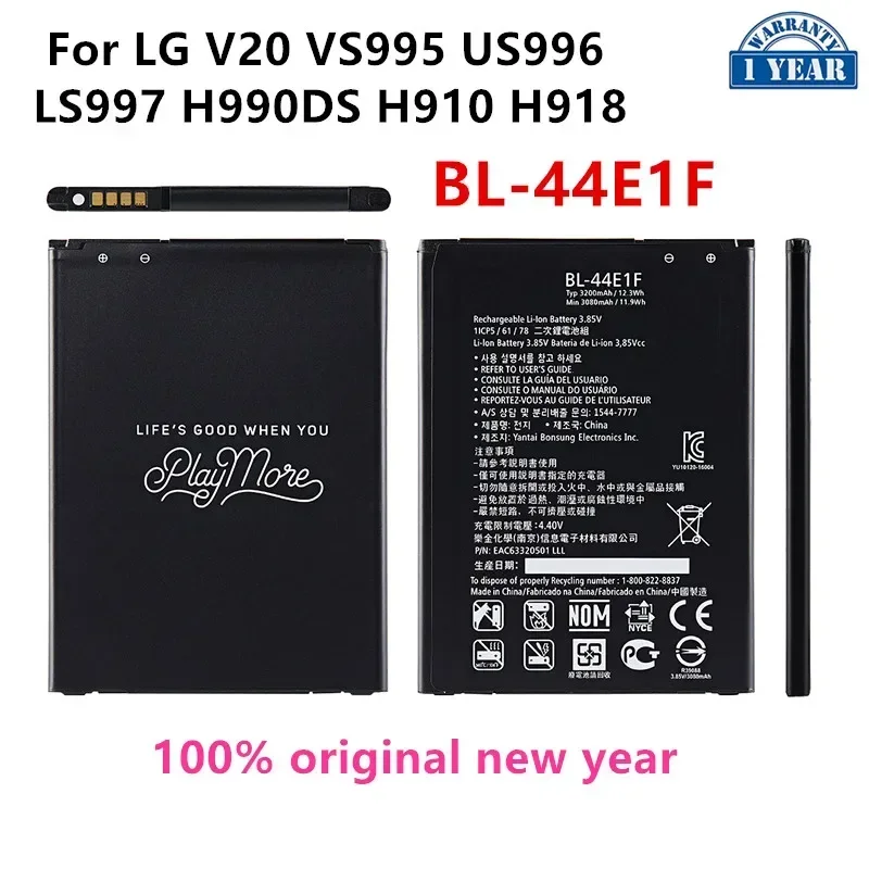 Original BL-44E1F 3200mAh Battery For LG V20 VS995 US996 LS997 H990DS H910 H918 F800 H990 BL 44E1F Mobile phone Batteries