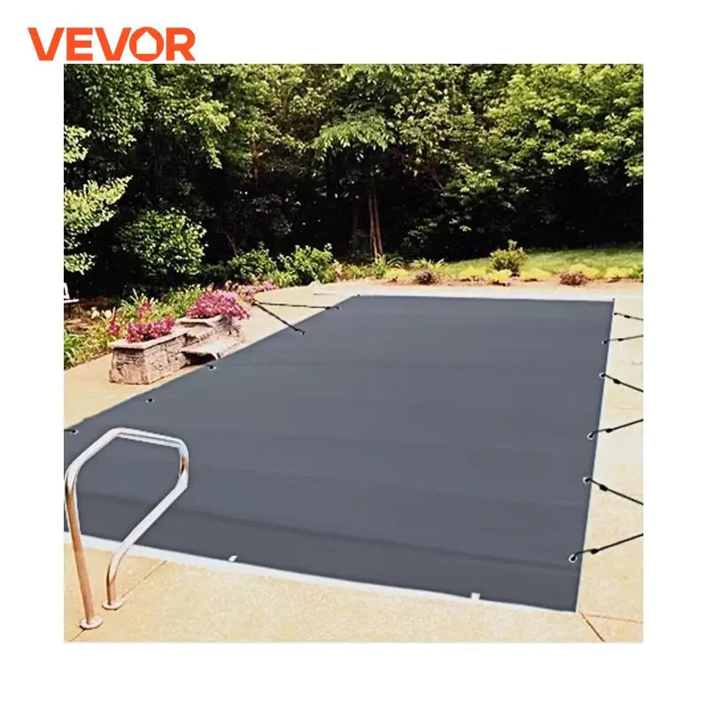 VEVOR Bâche à Bulle Piscine Hivernage, Anthracite en PVC 650-680 g/m² Couverture Solaire Piscine Rectangulaire, 4x8 m Maille Serrée pour Les