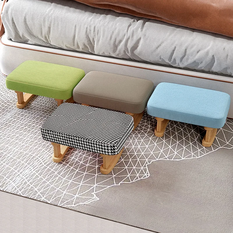 

Stool home creative adult sofa stool fashion low stool solid wood square fabric living room shoe change retro small bench