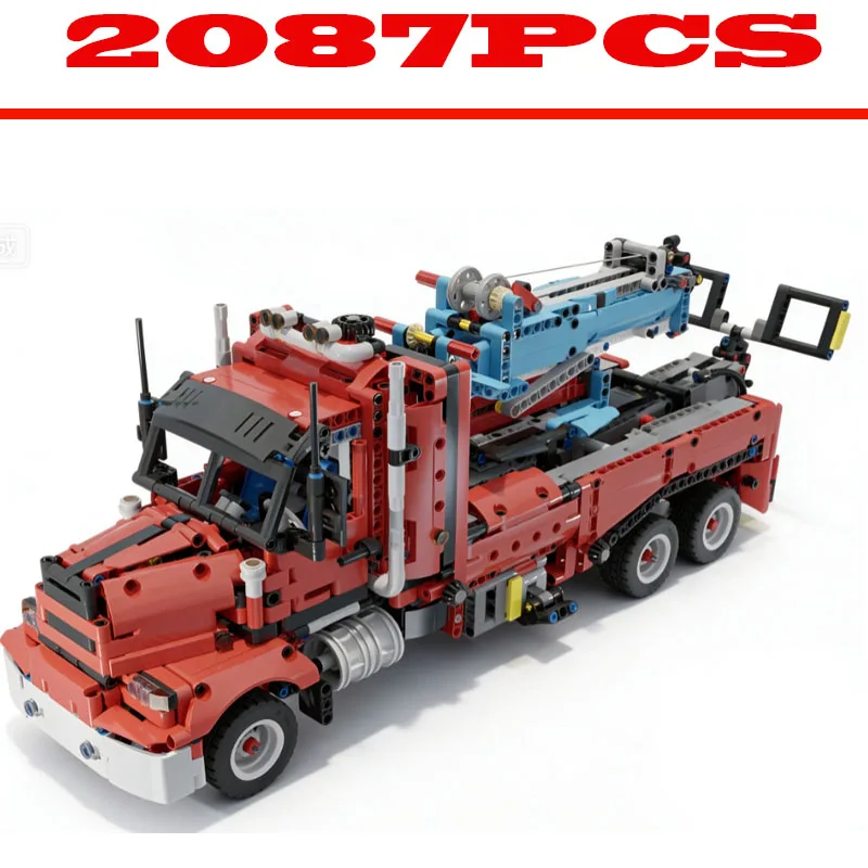 MOC-82276  Rotator Recovery Tow Truck Building Blocks Model 2087Pcs Heavy Wrecker Engineering Vehicle Brick Assembly Hobby Toy