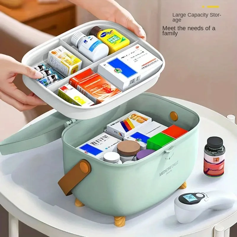 Large-Capacity Multi-Layer Medicine Storage Box With Handle, Dust-Proof Plastic Organizer, Suitable For Home Use, Household Storage Box For Home Organization view 4