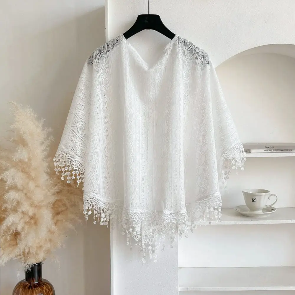 Retro Hollow Tassel Shawl Women Fashion Chinese Elegant Cape Spring Breathable Decorative Wrap Sunscreen Cheongsam Scarf