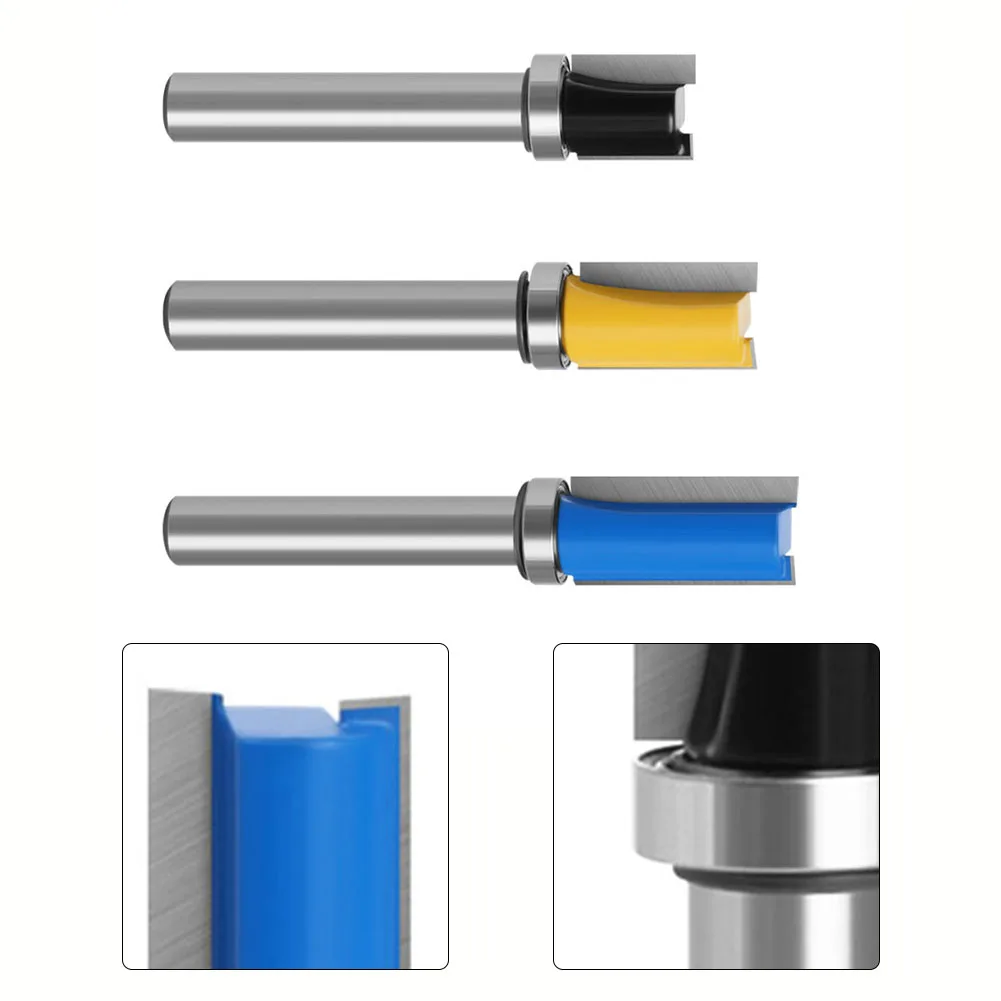 1pc 8mm Shank Flush Trim Router Bit Pattern Bit With Bottom Bearing Template Wood Milling Cutter Carpenter Woodworking Tools