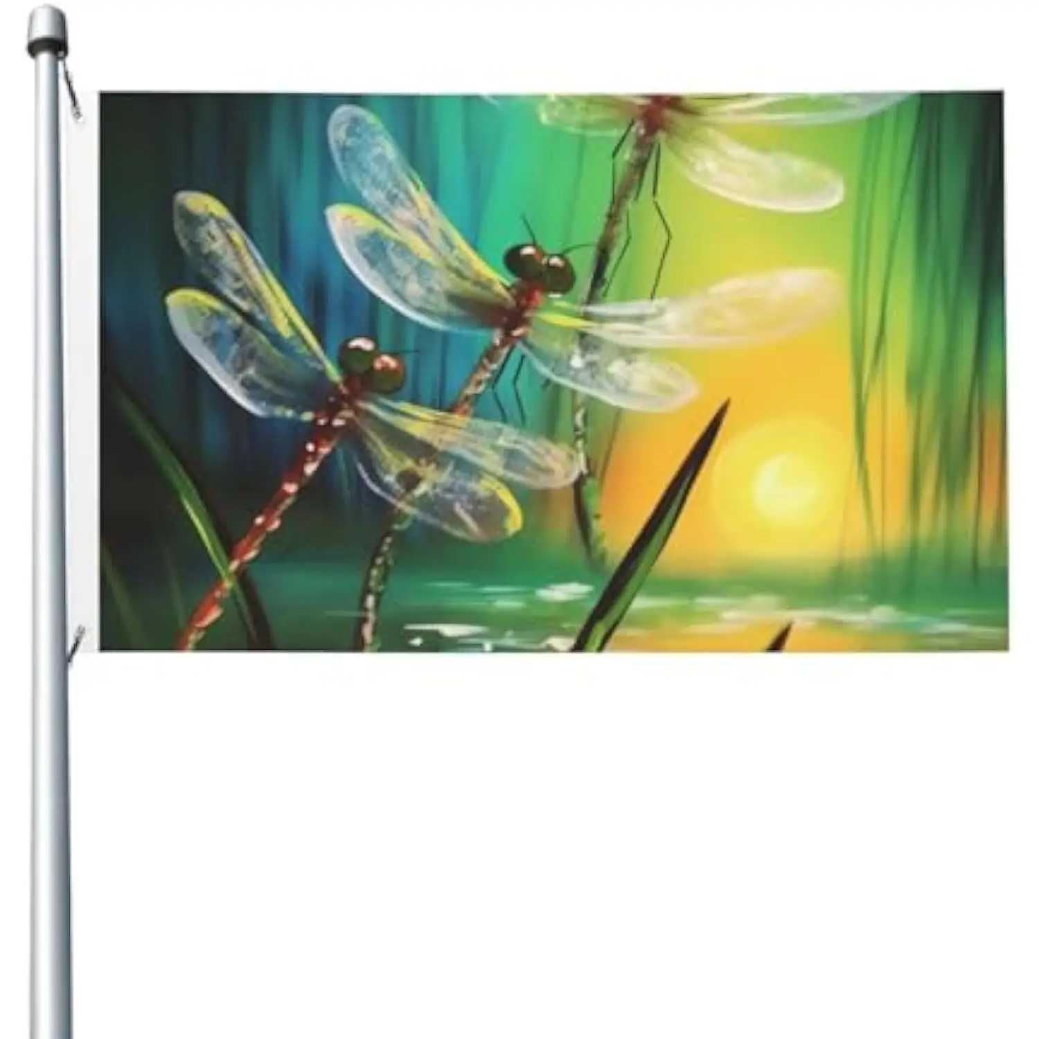 Dragonflies Sunset Garden Flag Durable Polyester Single-sided Printing Decorative Outdoor Flag