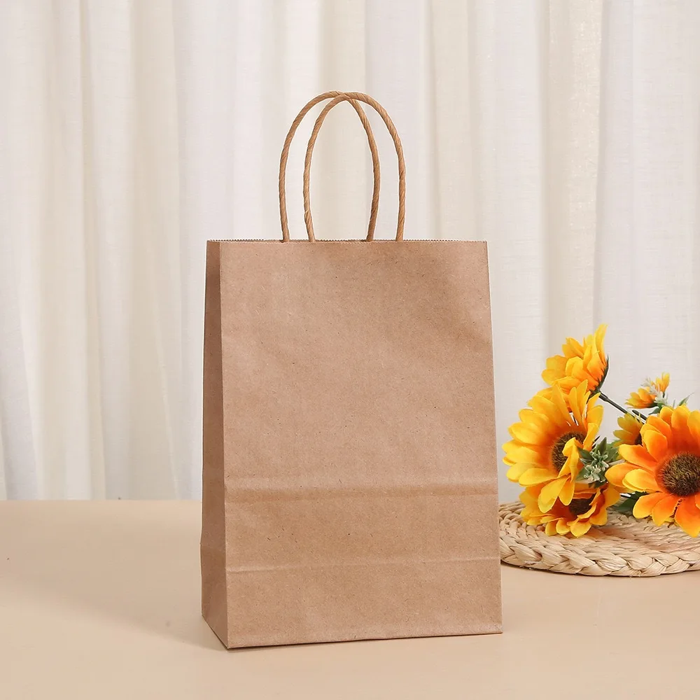 Mini Small Kraft Paper Bag with Handles Festival Gift Bag High Quality Candy Shopping Bags 300 pieces custom LOGO