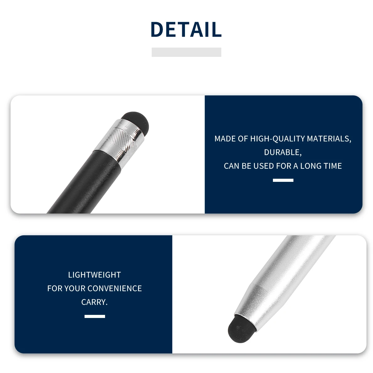 Stylet pour tablette, 2 pièces, Double tête, capacitif pour écran tactile de téléphone