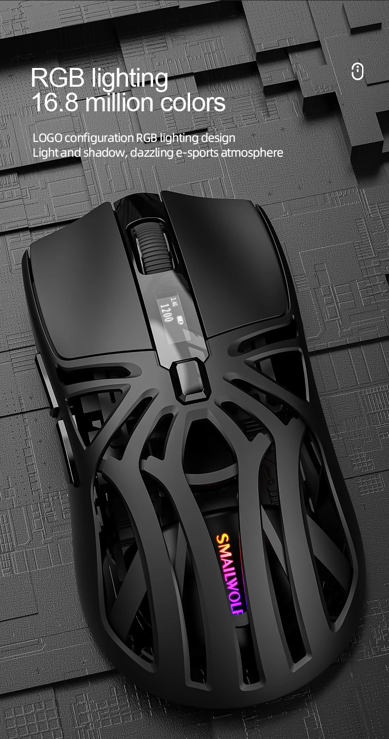 SMAILWOLF RS8 Bluetooth Kabellose 2,4G Gaming-Maus Drei-Modus Leichtgewicht PAW3311 E-Sports-Spiel 1K Rücklaufrate 10000DPI Computer – Detail 10