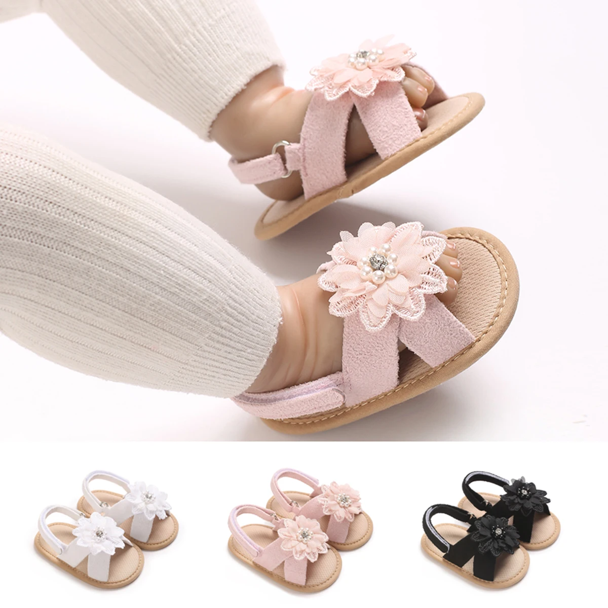 

Elegant Embroidered Baby Girl Shoes | Beaded Soft Flats | Non-Slip Sole | Comfortable Indoor/Outdoor First Walkers"