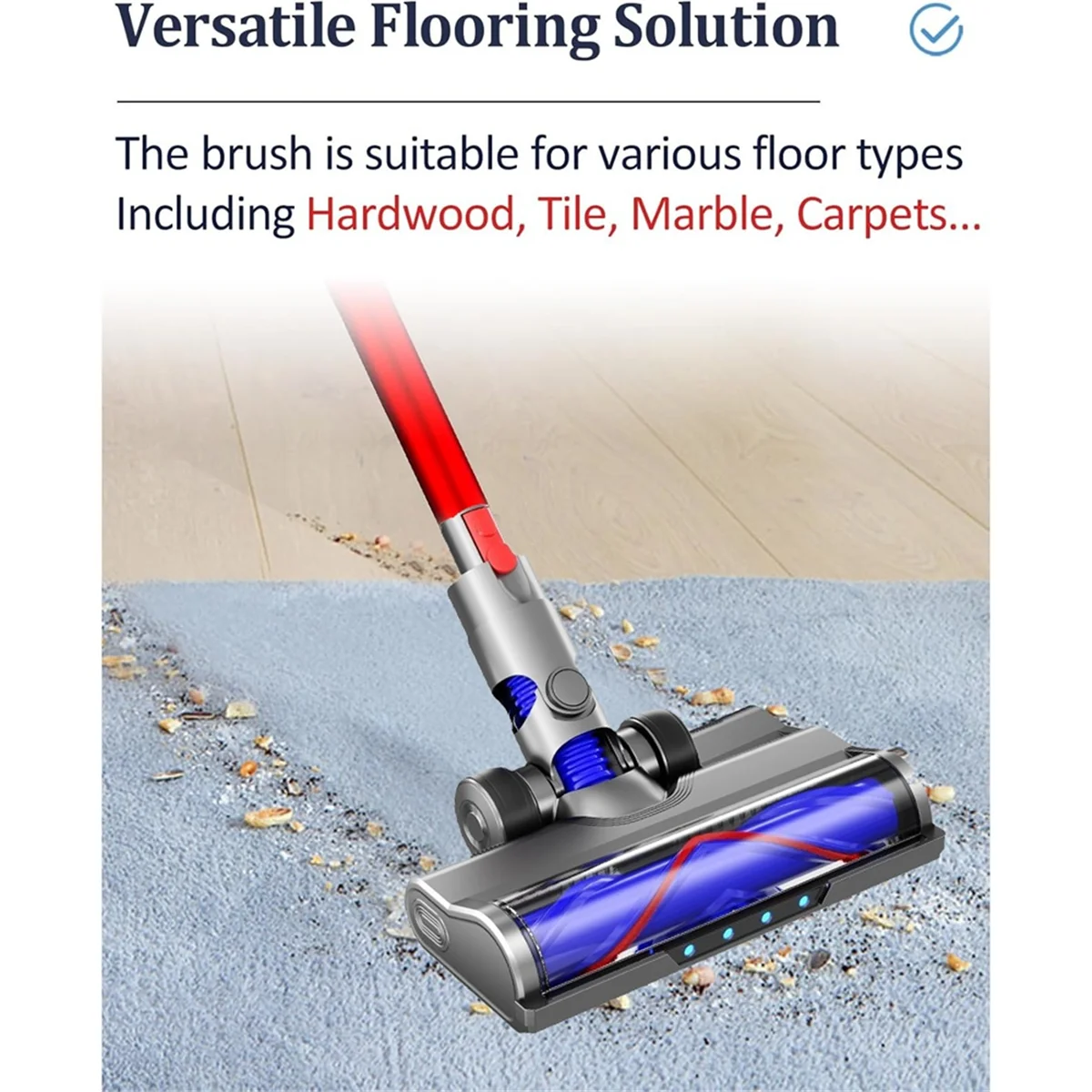 Hot sale Quick-Release Motor Cleaner Brush for V10 Slim V12 Slim Cordless Vacuum Attachment with Dust LED Lights