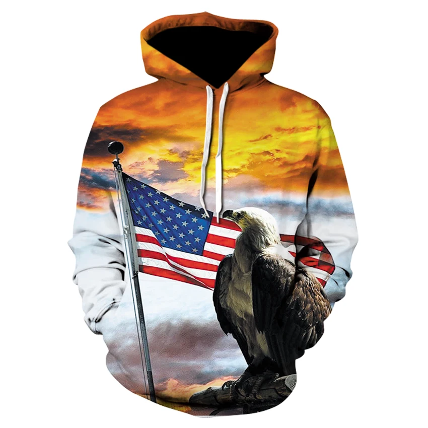 2021 Brand 3D Print Fun Design Usa Flag felpa con cappuccio moda uomo e donna Sports Street Wear Skateboard Thin felpa pullover