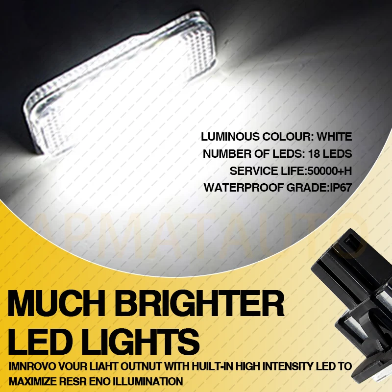 2pcs 12V LED License Plate Light  Bulb No Error Canbus For Mercedes Benz W203 W211 W219 6000k White Number Plate lamp