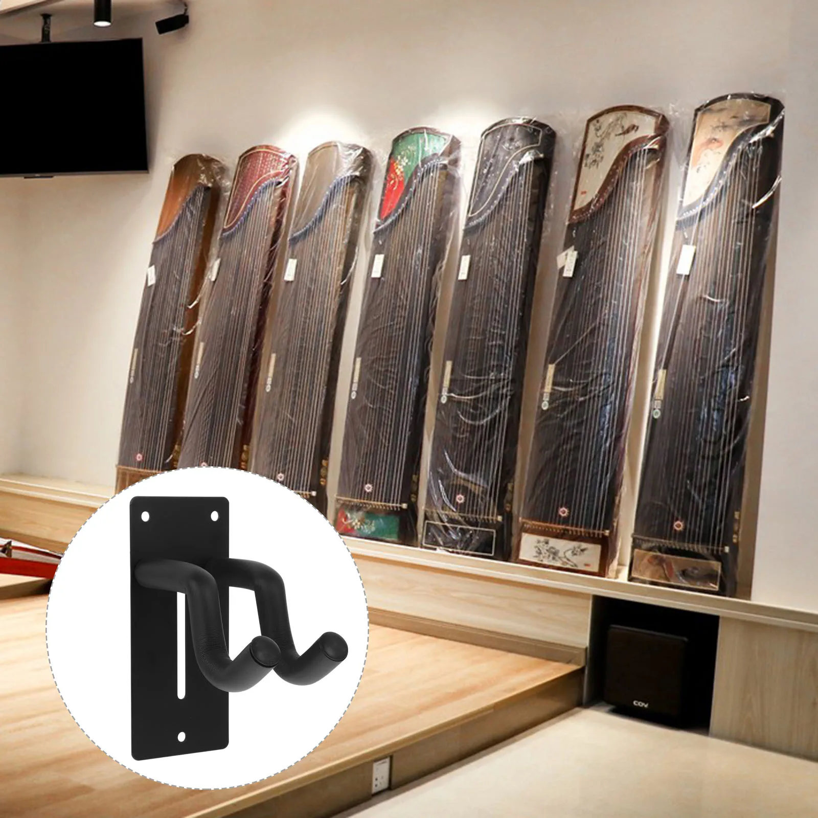 

2pcs Guzheng Wall Mount Holder Horizontal Hanging Stand For Acoustic Guzheng Instrument Storage Display Rack Iron Sponge Design