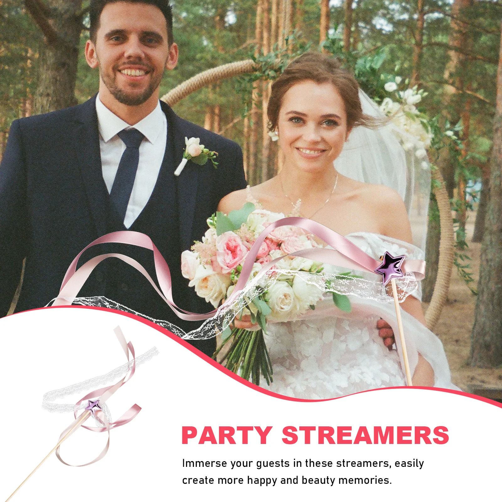 

10pcs Fairy Wands Decorations Rainbow Streamers For Party Balloons Wedding Birthday Festival Ribbon Sticks Party Streamers