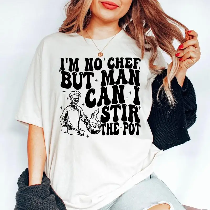 

Футболка «Я не шеф-повар, но человек может я перемешишь PoT» с забавным скелетом и юмором для взрослых, саркастический сарказм