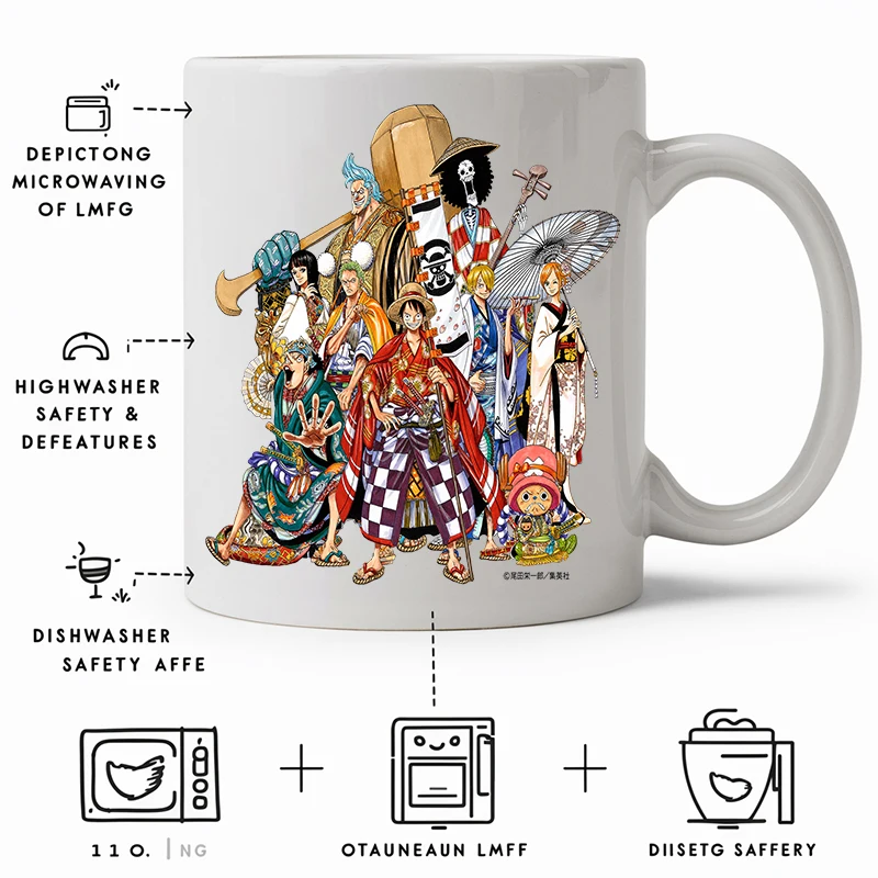 11oz anime uma peça chopper luffy dos desenhos animados criativo sanji brook bonito caneca de cerâmica kawaii escritório café leite xícara de chá presentes masculino