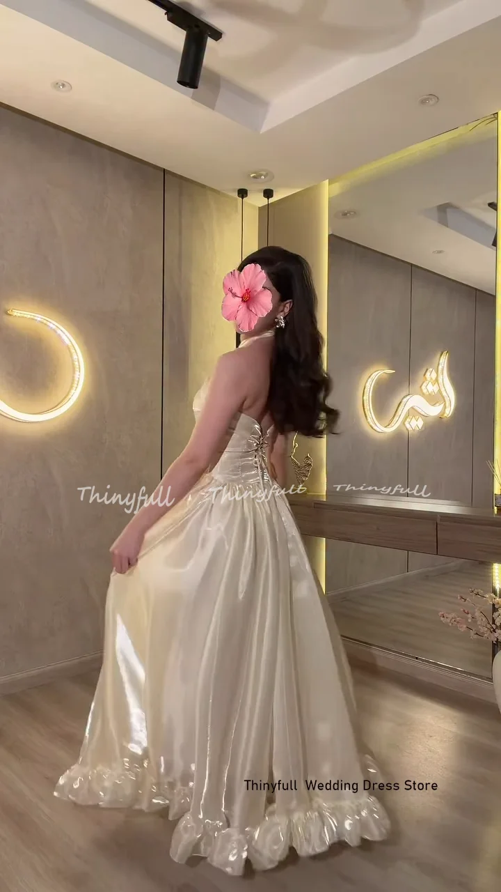 Thinyfull A-line Arab Prom Dress Sleeveless Halter Evening Dresses Vestidos De Fiesta Elegantes 2026 Gown Customized فساتي
