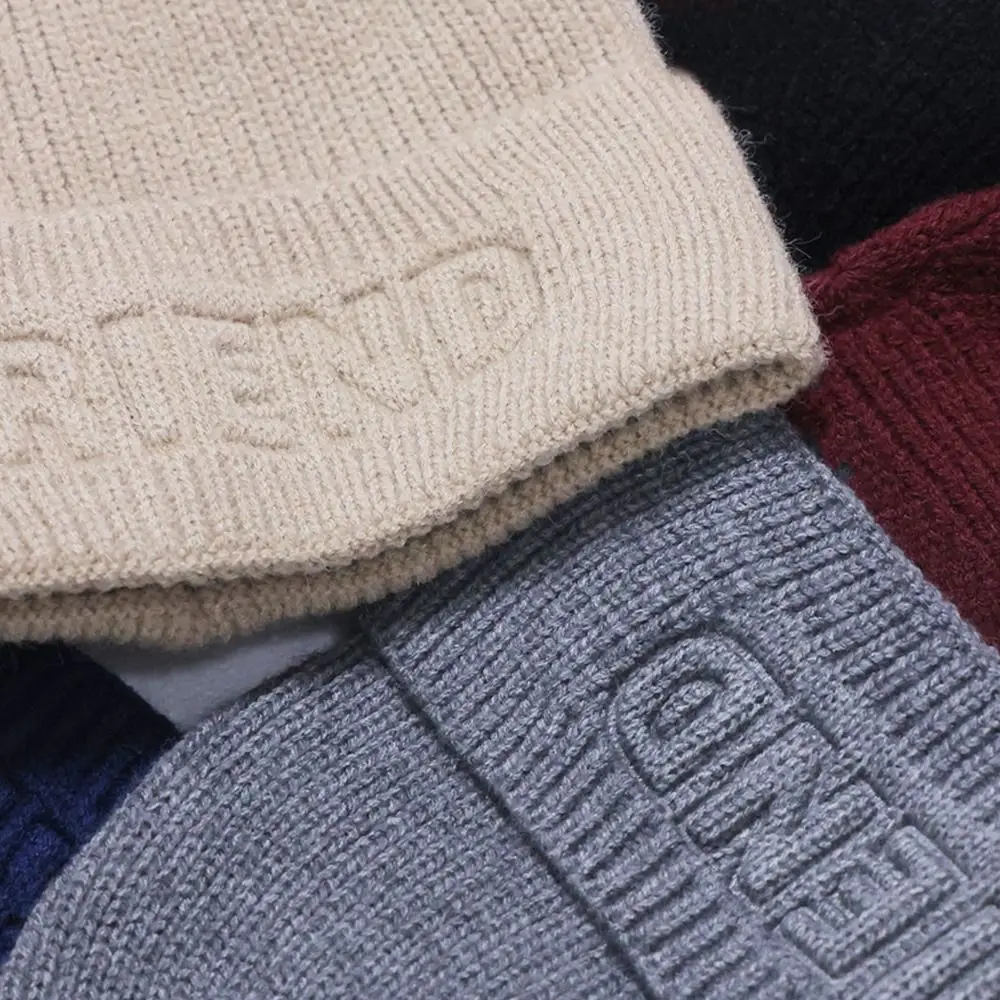 หมวกบีนนี่หมวกไหมพรมสำหรับผู้ชายหมวกถักกันลมหมวกไหมพรมแนวสปอร์ตแบบนุ่มสำหรับกลางแจ้ง