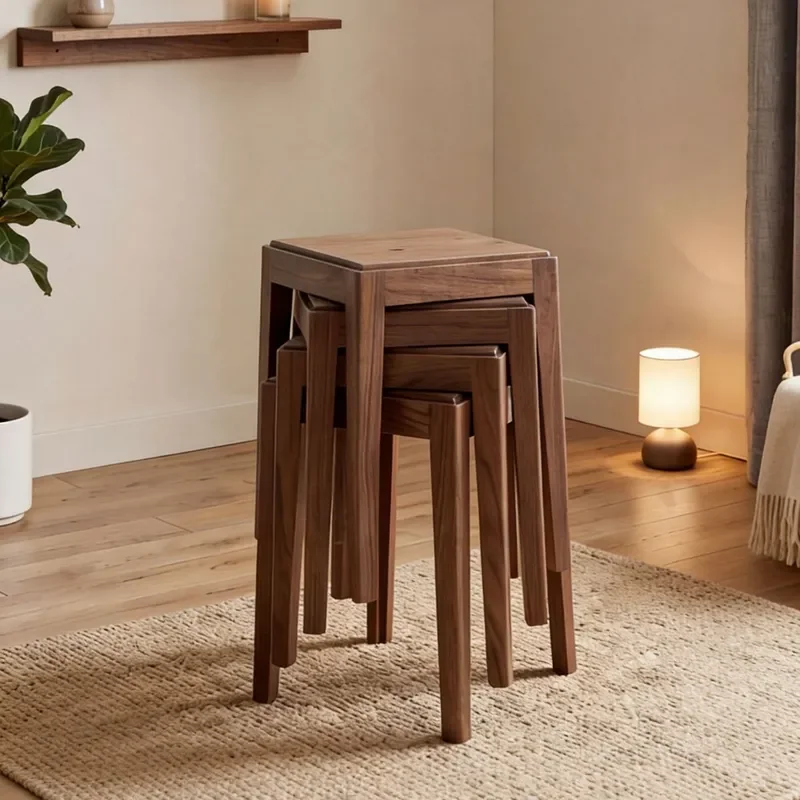Modern Stackable Square Stool Simple Household Low Seat Free Combination Small Sitting Stool for Living Room Space Saving