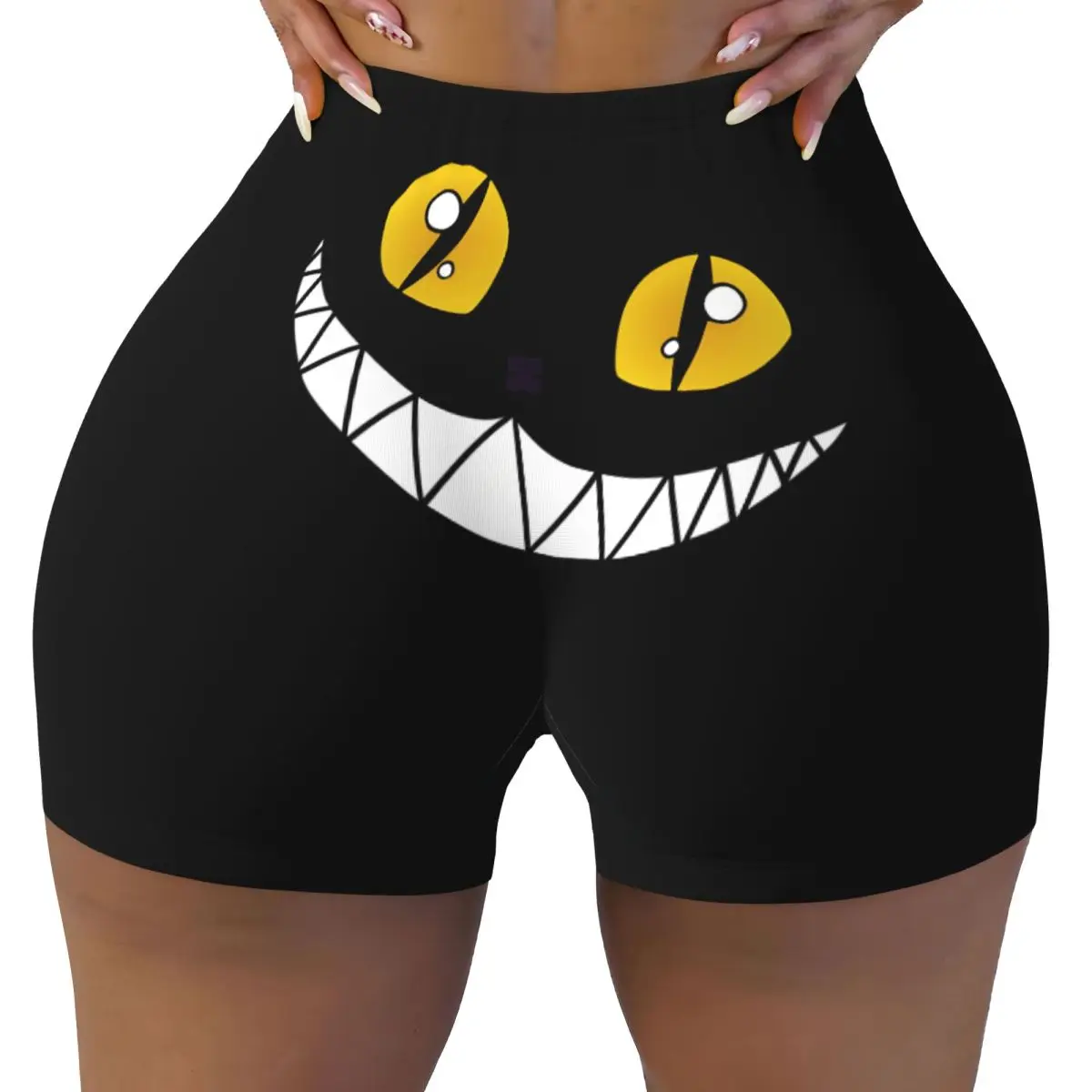 

Изготовленные на заказ шорты для бега и волейбола с рисунком Чеширского кота, женские химерные спортивные шорты для йоги