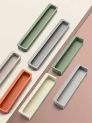 Embedded Hidden Handles for Cabinets and Drawers Modern Wardrobe Pulls Aluminum Alloy Furniture Hardware Kitchen Accessories