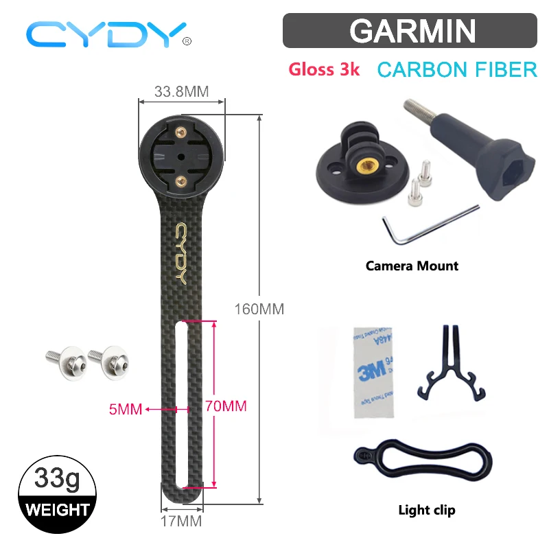 CYDY Carbon 3K Garmin Halterung Edge 130 200 Rennrad-Computerhalterung Wahoo Bryton Rider 420 Fahrrad-Lichtclip Kamera-Halterung