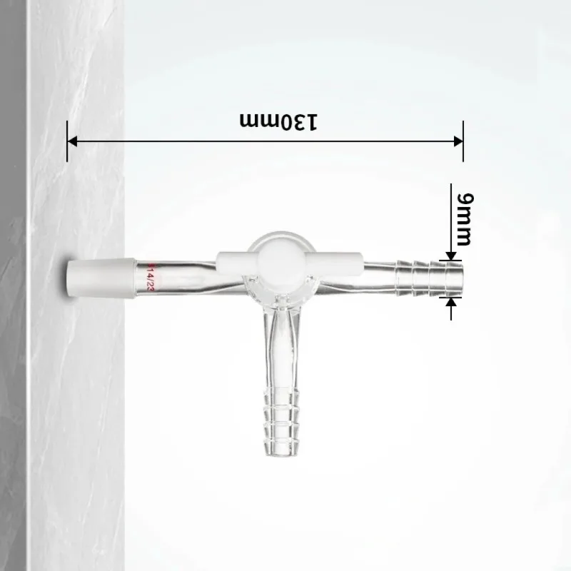 14/23 19/26 24/29 29/32 #34 #40 Borosilicate Glass 3 Ways Tee Vacuum Adapter with PTFE Stopcock