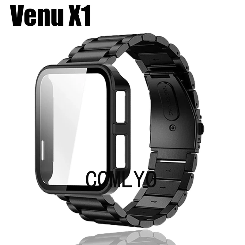 

Для Garmin Venu X1 чехол для умных часов с ремешком, защитный чехол-бампер, мужской браслет с металлическим ремешком из нержавеющей стали