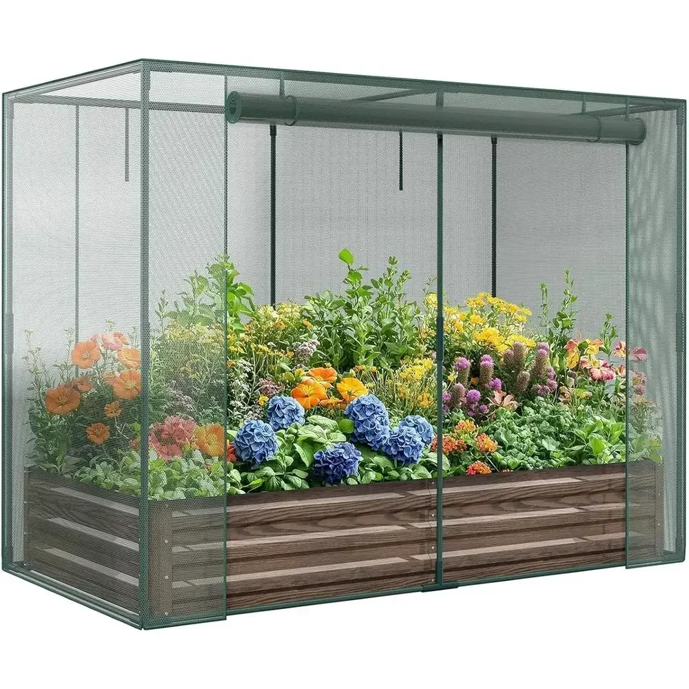 84.6 x 45.3 x 59 Galvanized Plant Protection Tent and Raised Garden Bed Combo with Window