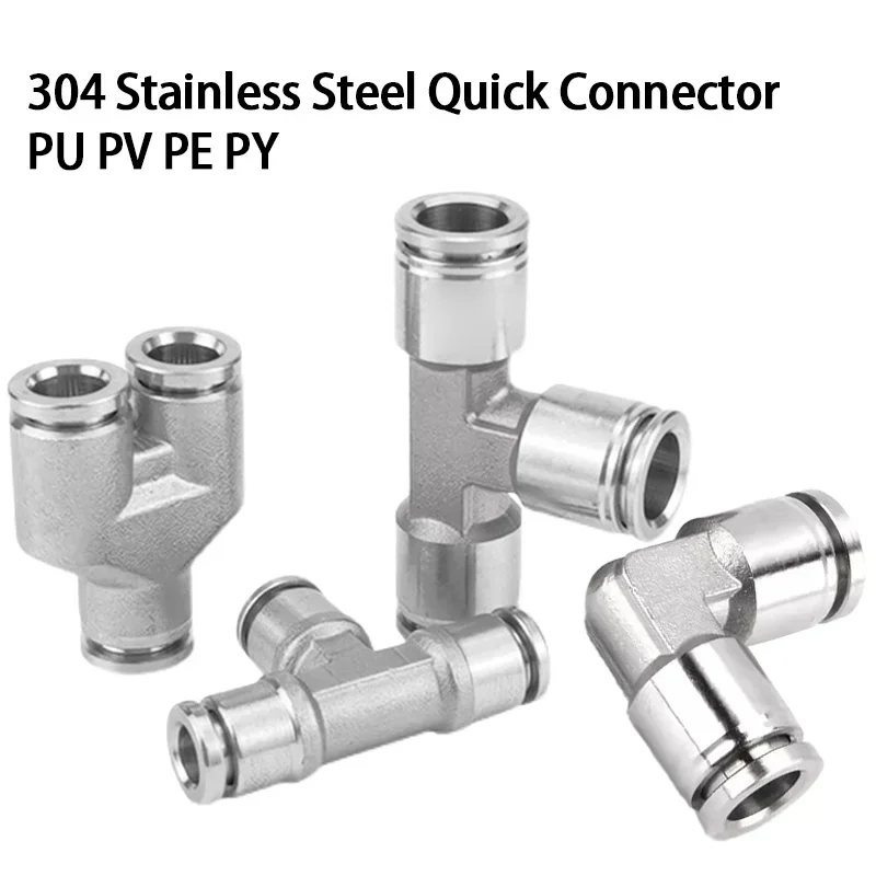 

PU PY PE PV 304 Stainless Steel Air Hose Fitting Pneumatic Connector Quick Release Coupling 4 6 8 10 12mm Trachea Metal Fitting