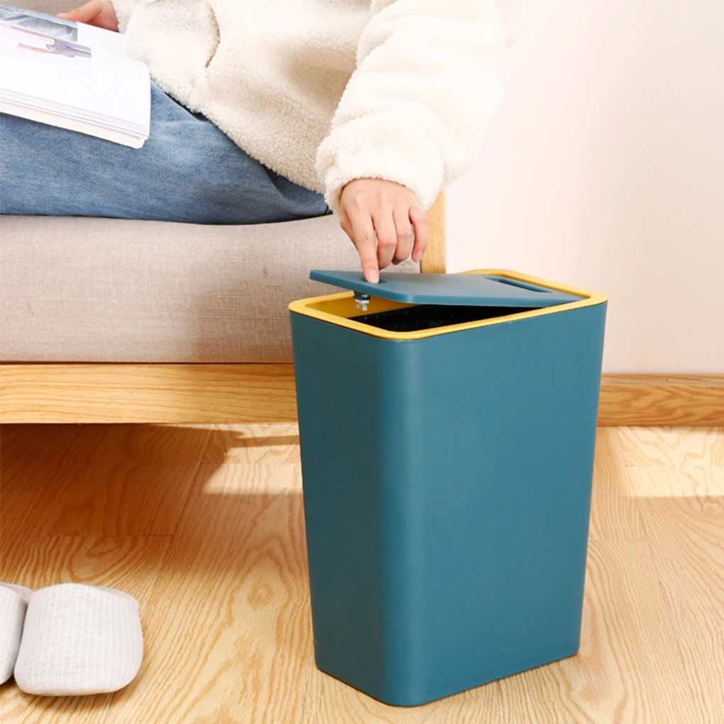 Rectangular Trash Can - Easily Fit In Gap 12L Capacity Wide Application Modern Bathroom Kitchen Grey S