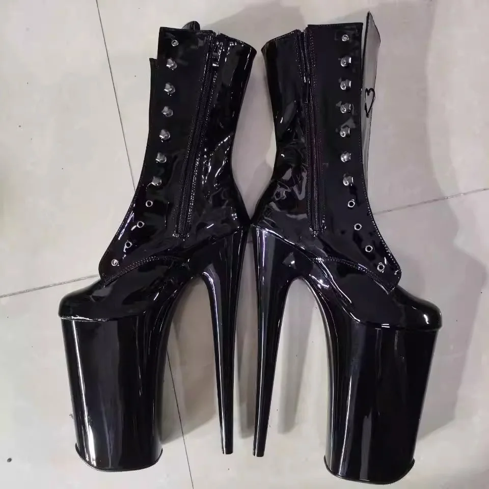 Spring and Autumn New Style Stiletto Short Boots Nightclub Sexy 23cm High Heel Lace Up Boots Customized Large Size