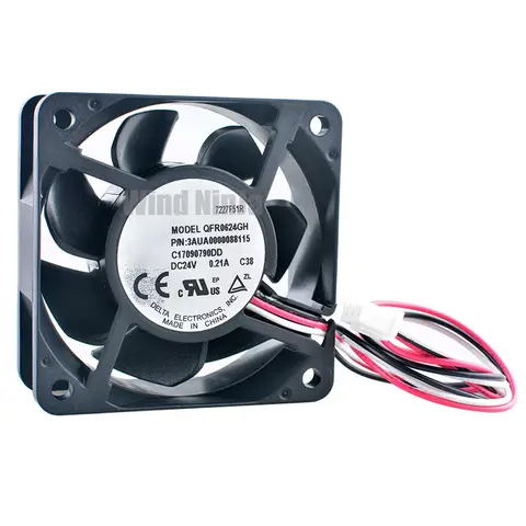 QFR0624GH 3AUA0000088115 C17090790DD 6cm 60mm Fan 60x60x25mm DC24V 0.21A Dual Ball Bearing Cooling Fan for Frequency Converter
