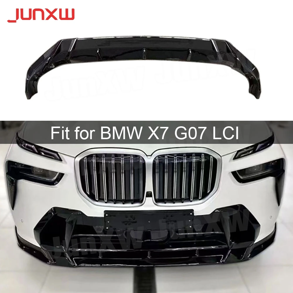 ABS Three section Front Bumper Lip Spoiler Body Kits for BMW X7 G07 LCI Sport 2023+ Front Bumper Lip Chin Extension 