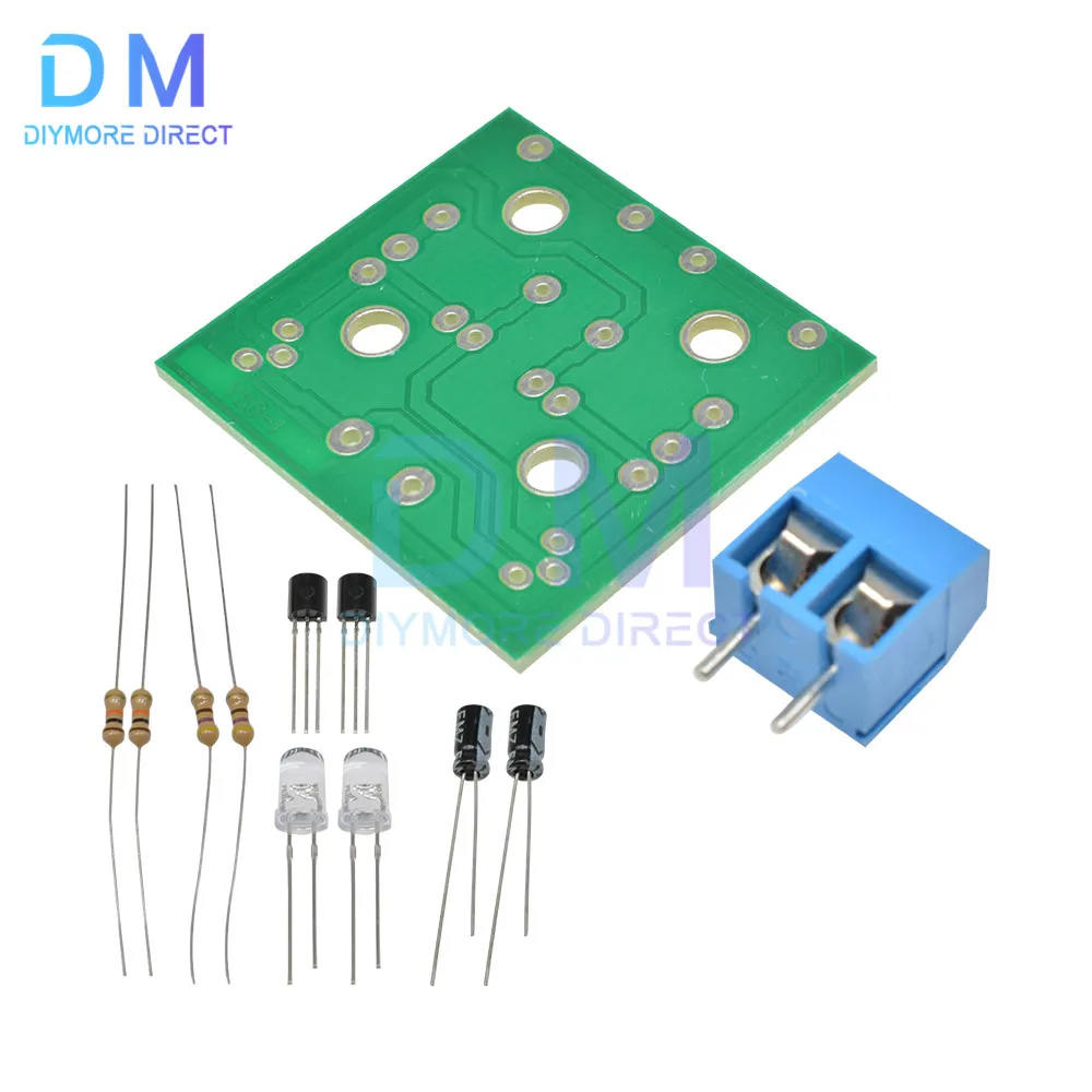 DIY Electronic Kit 5MM LED Flashing Light Circuit Simple LED Blinking Suite Welding Practice Parts DC 3-9V