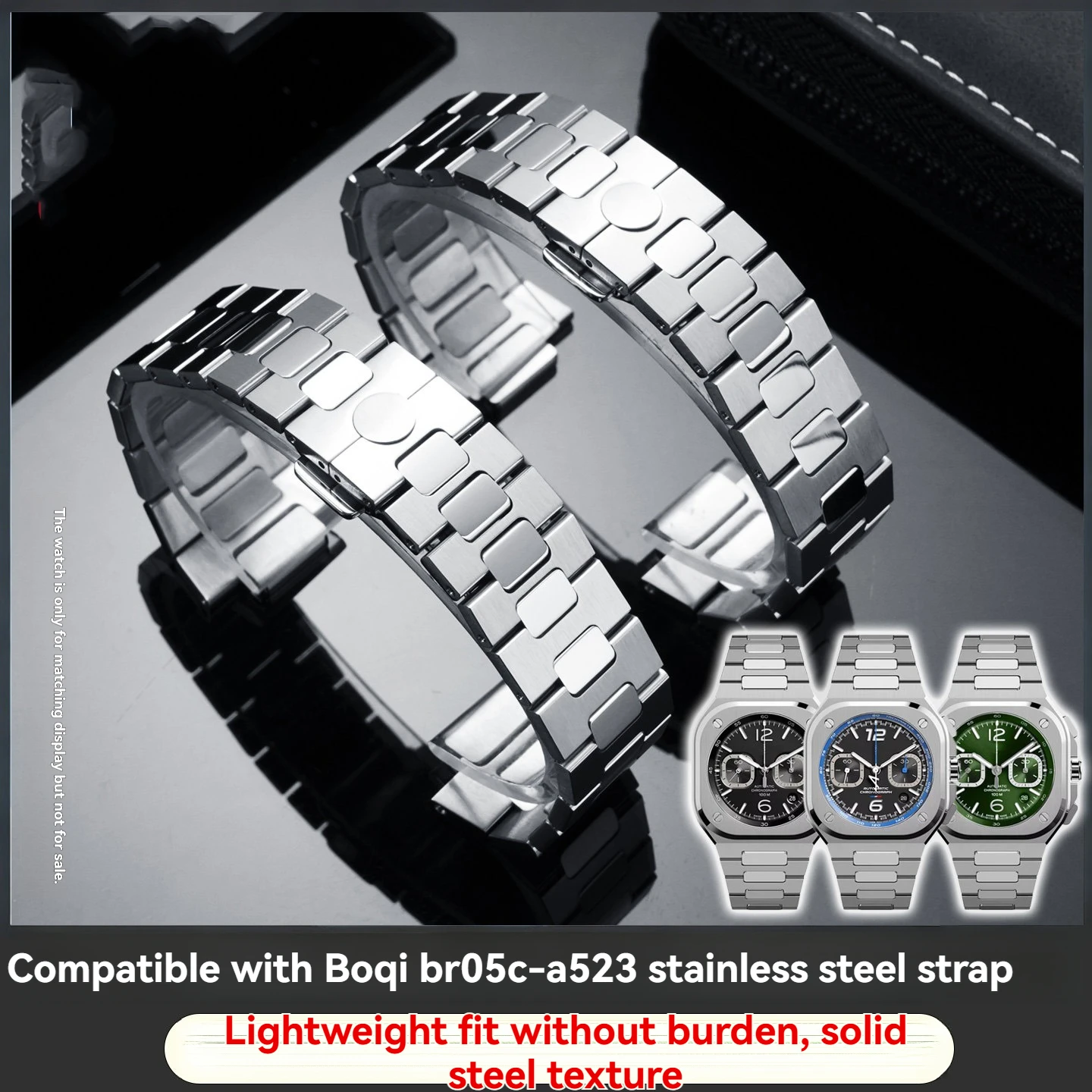 

Suitable For Bell Ross B&R square watch BR05A BR05C-A523 high-quality 316L solid metal stainless steel watch strap for men