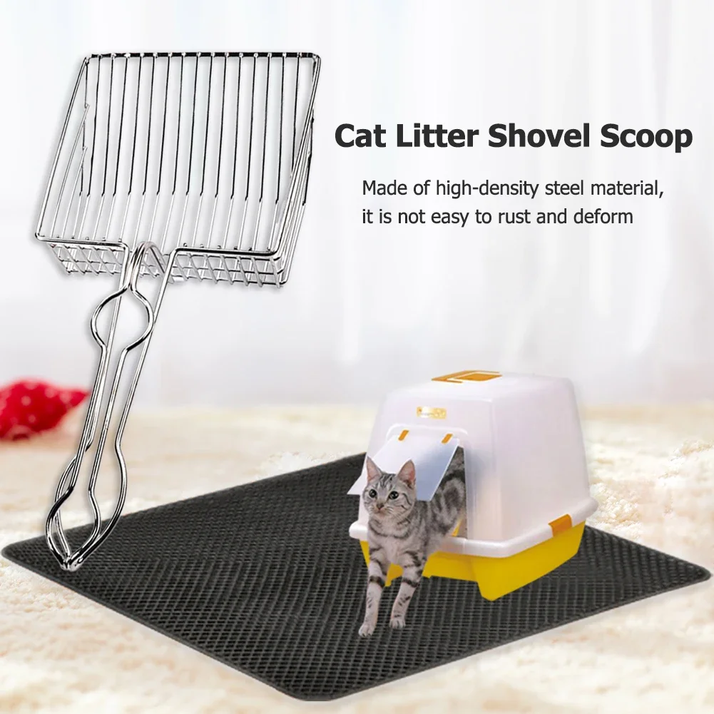 Cat Litter Shovel Metal Handle Metal Scooper with Hook Portable Stainless Steel Sifting Kitten Toilet Cleaning Tool Pet Products