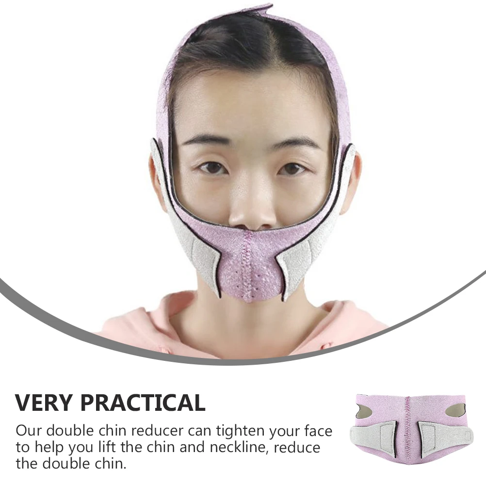 

Reusable Face Shaper Violet Fabric Chin Lift Belt Tightening Mask Tool For Double Chin Reduction