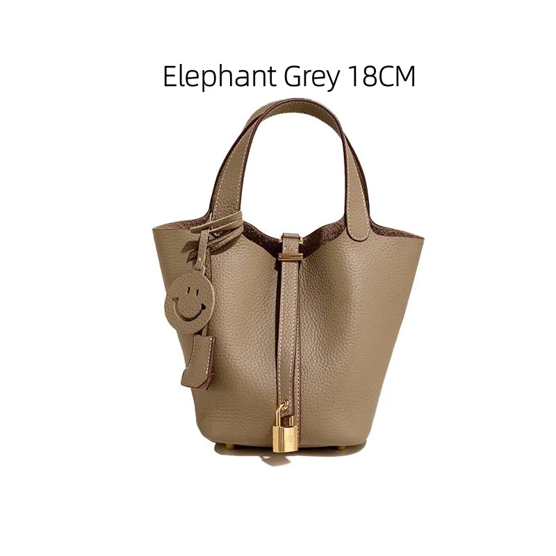 HALF.STAR Genuine Leather Bucket Tote Bag for Women Medium 18cm Large 22cm Multiple Colors Multiway Handbag Premium Quality