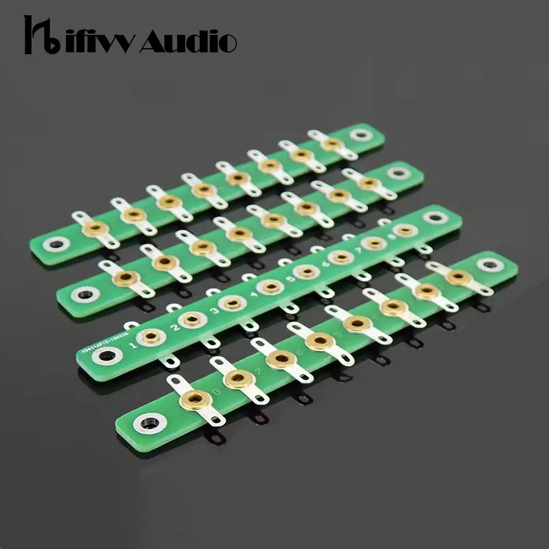 

8-позиционная клеммная колодка для печатной платы, медная заклепка, посеребренная плата с проушинами, 8-контактная плата для лампового усилителя, DIY усилитель, 8-позиционный, 100x10 мм