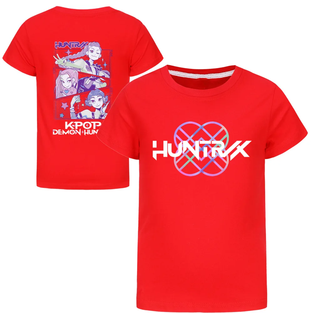 Kpop شيطان الصيادين الاطفال بلايز الكرتون الصيف موضة بنين تي شيرت الفتيات القطن قصير الأكمام ملابس خارجية الأطفال قصيرة الأكمام بلايز