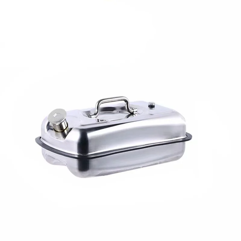 Spill Proof Fuel Container 201 Thicked Stainless Steel Orizontal Oil Drum 3L/5L Spare Fuel Tank Oil Pot Portable Oil Drum