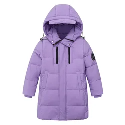 2025 Winter Down Jacket For Girl Hooded Windproof Thicken Warm Teenage Girl Long Down Jacket Coat 5-14 Years Kids Parkas Outwear