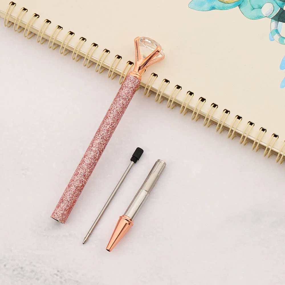 Lytwtw\'s Roller Press Ballpoint Pen Luxury Cute Wedding Rose Gold Metal Stationery School Office Supplies Spinning 5 Pieces