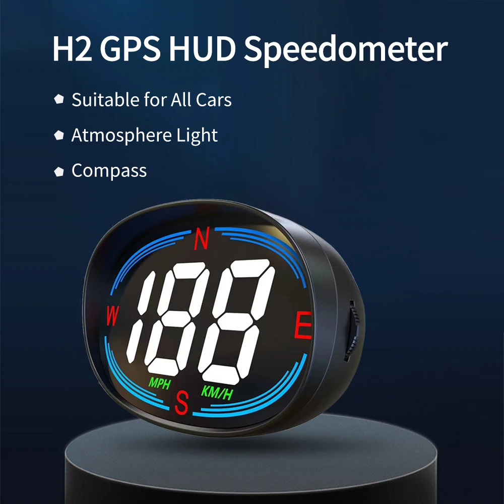 ZQKJ H2 HUD GPS Head-up Display KMH MPH Speedometer Universal Auto Electronics Alarm Plug And Play Accessories For Vehicles