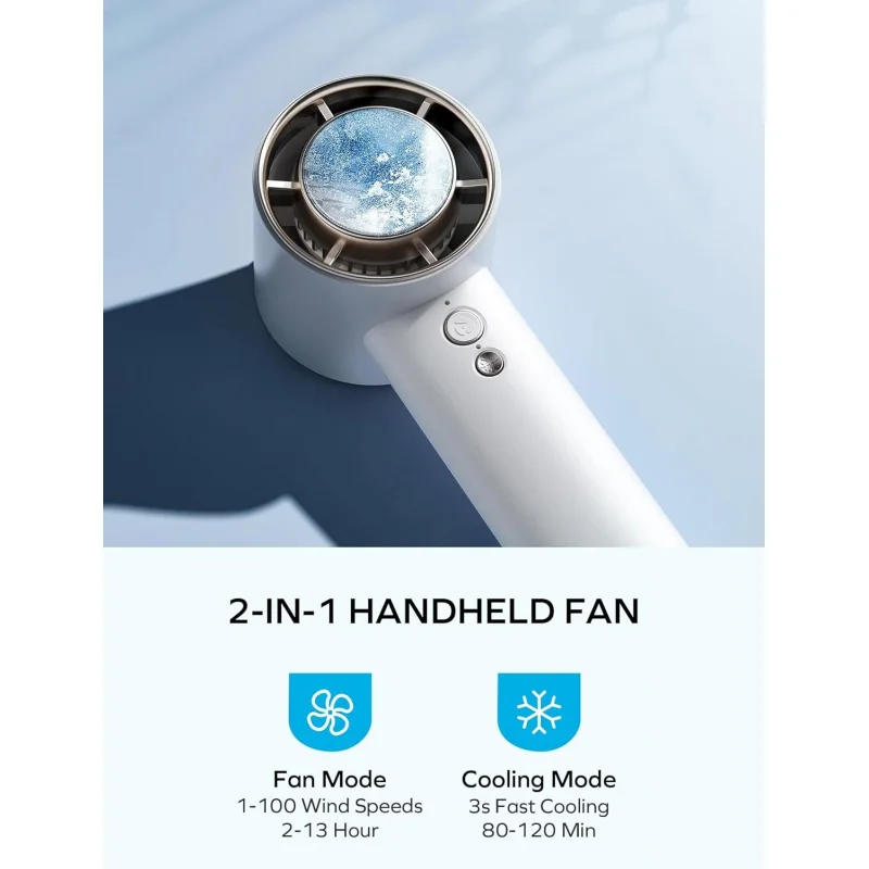 MOMAX Portable Handheld Fan, Speed(1-100) Adjustable Mini Fan, 3000mAh Battery Rechargeable Personal Fan, Digital Display
