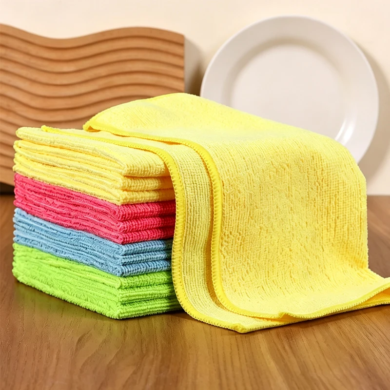 Microfiber Cleaning Cloth Set - Durable Absorbent Dishwashing Rags for Kitchen & Bathroom - Household Towels 1/5/10/20pcs