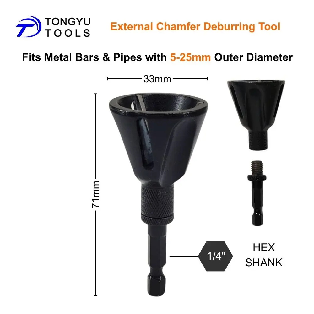 Externes Entgratungswerkzeug für Fasen 3-20mm 15-35mm Hartmetallklinge 1/4" Sechskantschaft Gratentferner für Metallstangen- und Schraubengewindereparaturen – Detail 7