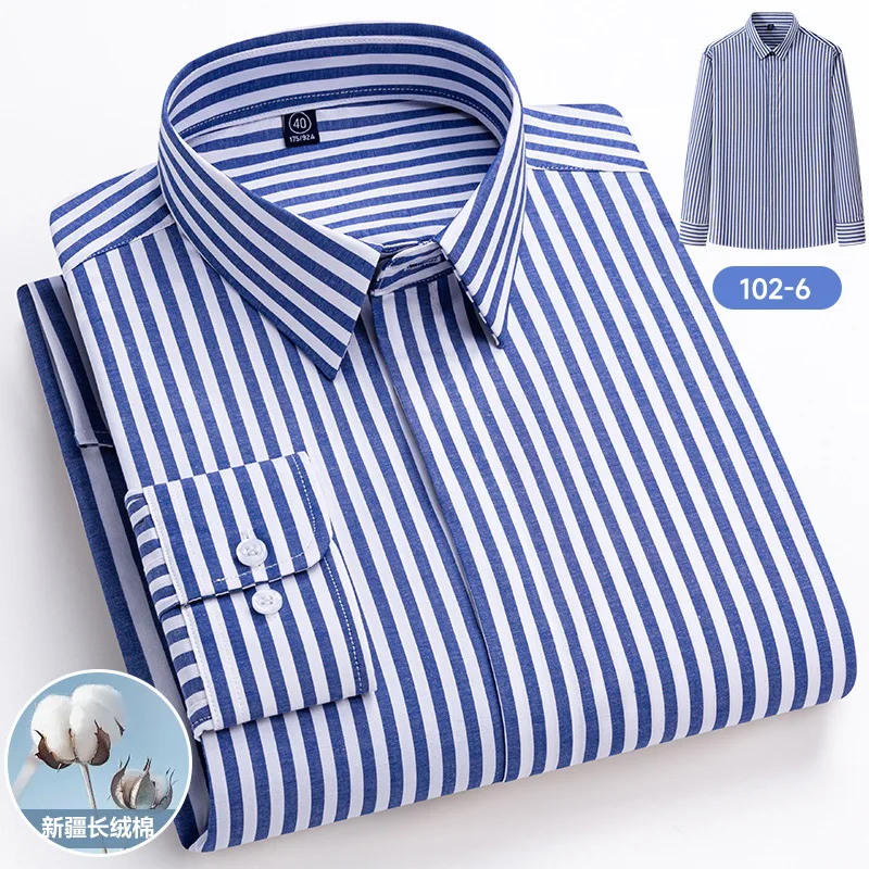 New Fabrics 95% Cotton + 5% Spandex Shirts Men Long Sleeve Micro Elasticity Men Shirts Long Sleeve Slim Fit Anti-wrinkle Classic